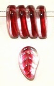 Glashanger bladvorm 8,5x14mm tr.roze gevlekt 25st