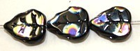 Glaskraal 12x10mm blad zwart ring azuro str. 17st