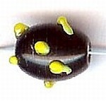 Glaskraal ovaal 11mm spikkels zwart/geel 10st