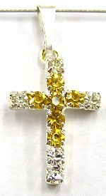 kruisje 18x13mm zilverkl. kristal/geel