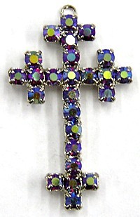 Strass kruis rood AB 35x23mm p/st