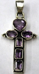 Hanger kruis 40mm zilver 925 amethyst steen