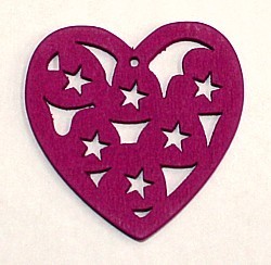 Houten hart 23mm opengewerkt rose p.st.