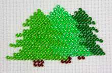 Borduurpakket groene kerstbomen 4x7cm