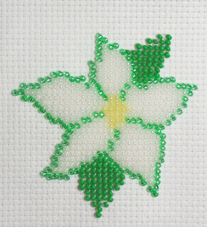 Borduurpakket Kerstster wit 4x6cm
