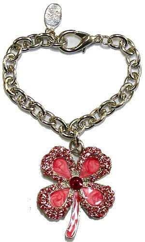 Swarovski klavertje vier 38x32mm rose 15cm ketting