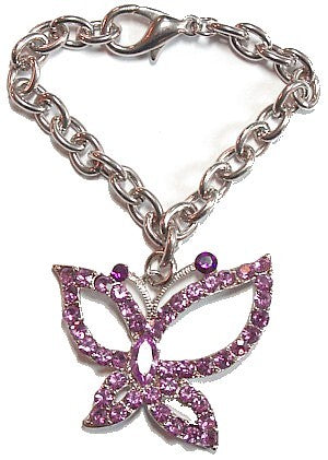 Swarovski vlinder 35x40mm amethist + 15cm ketting