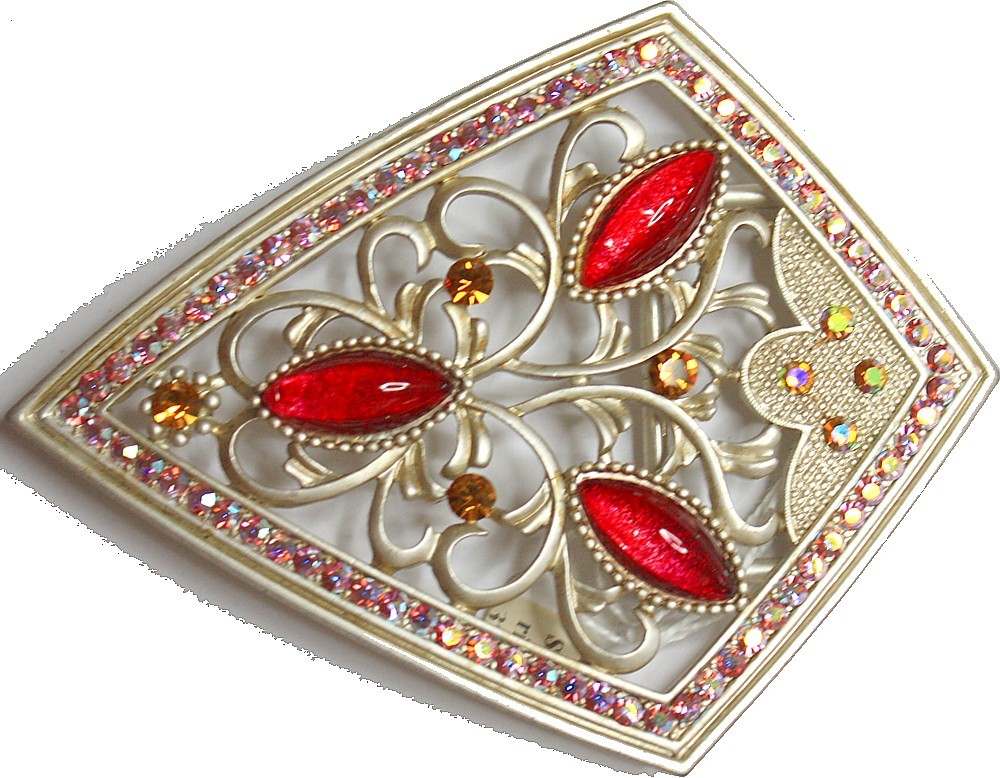 Swarovski riemgesp 9x10cm topaas/roze AB voor 4cm riem