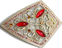 Swarovski riemgesp 9x10cm topaas/roze AB voor 4cm riem