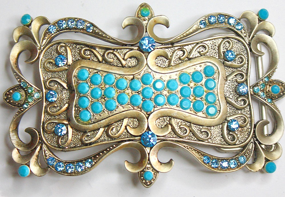 Swarovski riemgesp 6x10cm aua/blauw voor 4cm riem