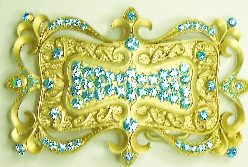 Swarovski riemgesp 6x10cm lichtblauw voor 4cm riem