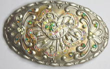Swarovski riemgesp 6x9cm kristal/peridoot/AB voor 4cm riem
