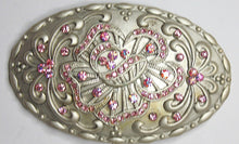 Swarovski riemgesp 6x9cm rose/AB voor 4cm riem