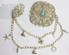 Swarovski 2xriemgesp 9x9/4x5cm peridoot/AB voor 4cm riem
