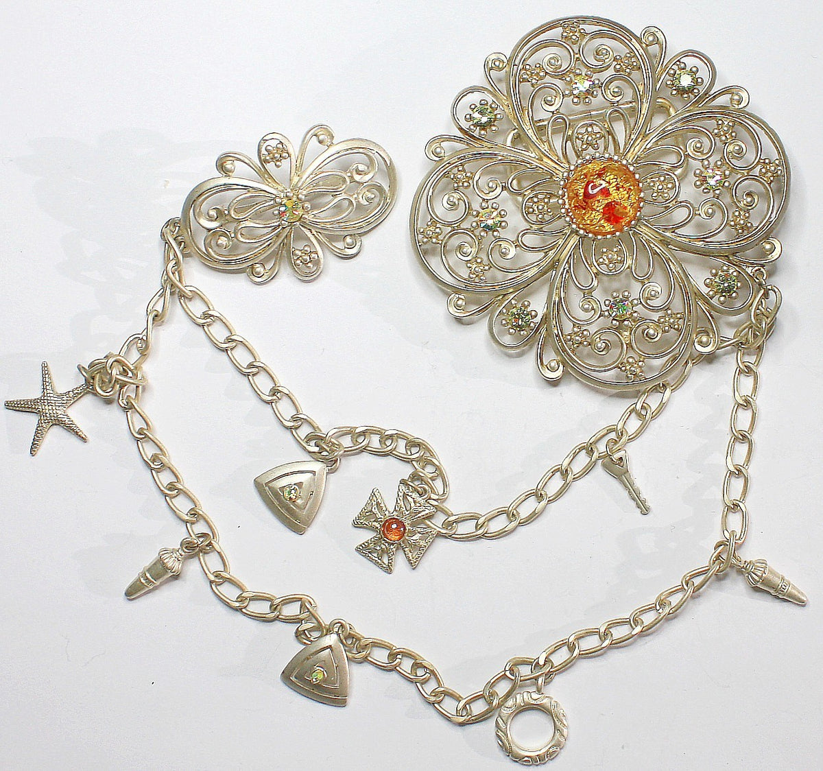 Swarovski 2xriemgesp 9x9/4x5cm transp/AB voor 4cm riem