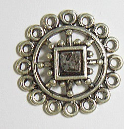 Tussenstuk 27mm rond zilverkl. 6mm vierkant